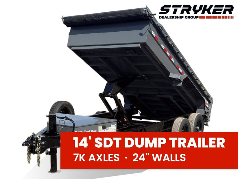 14' Stryker SDT Bumper Pull Dump Trailer 24" Side Walls - (2) 7k Axles 004265 - Stryker Dealership Group