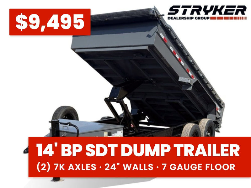 14' Stryker SDT Bumper Pull Dump Trailer 24" Side Walls - (2) 7k Axles 004268 - Stryker Dealership Group