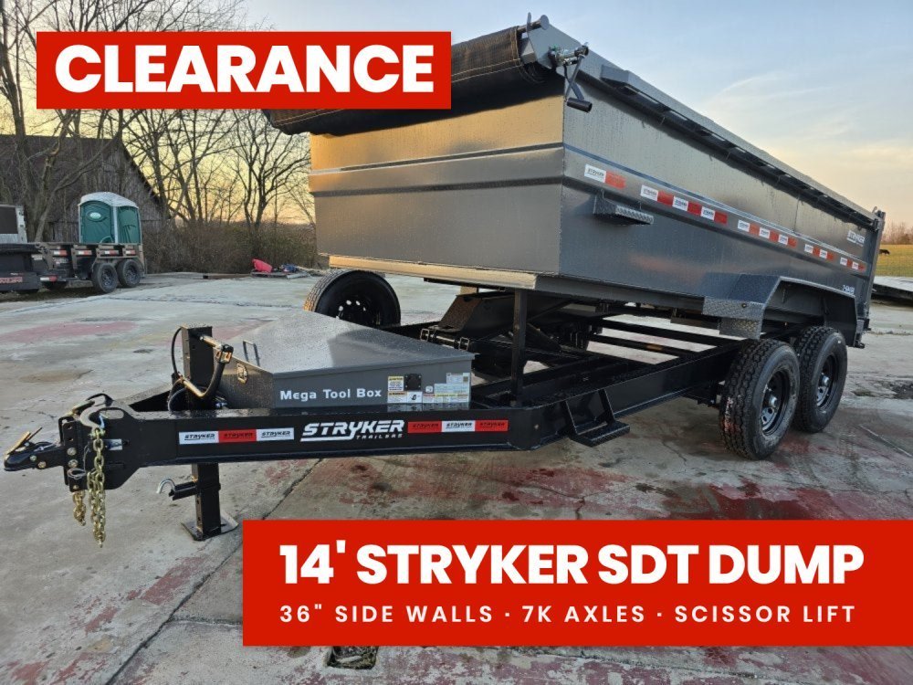 14' Stryker SDT Bumper Pull Dump Trailer 36" Side Walls - (2) 7k Axles 003762 - Stryker Dealership Group