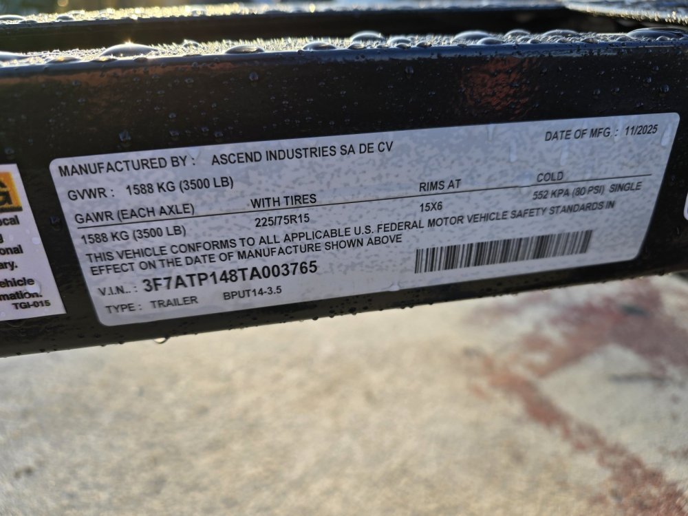 14' Utility Trailer (1) 3.5K Axle, 77" Wide 4' Gate 003765 - Stryker Dealership Group