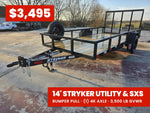 14' Utility Trailer (1) 3.5K Axle, 77" Wide 4' Gate 003765 - Stryker Dealership Group