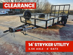 14' Utility Trailer (1) 3.5K Axle, 77" Wide 4' Gate 003765 - Stryker Dealership Group