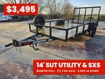 14' Utility Trailer (1) 3.5K Axle, 77" Wide 4' Gate 003765 - Stryker Dealership Group