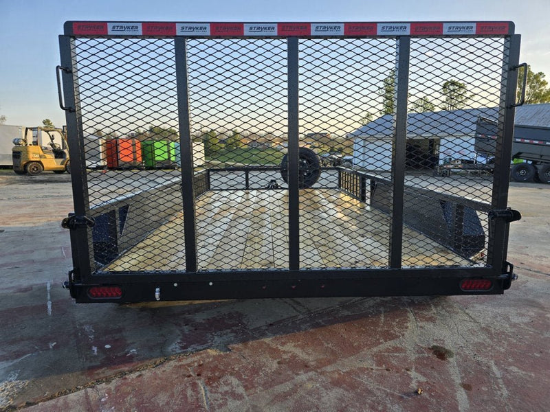 14' Utility Trailer (2) 3.5K Axles, 77" Wide, Side Ramps and 4' Gate 004071 - Stryker Dealership Group
