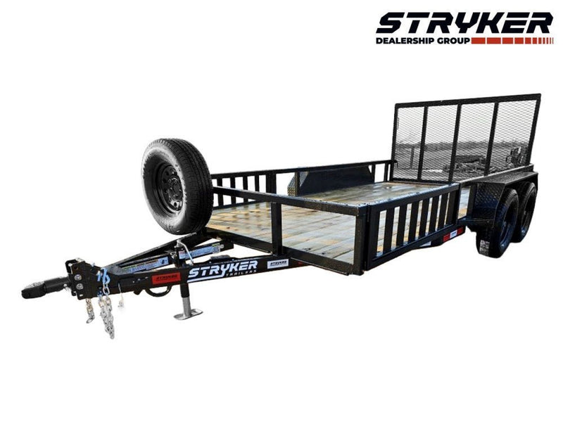 14' Utility Trailer (2) 3.5K Axles, 77" Wide, Side Ramps and 4' Gate 004071 - Stryker Dealership Group