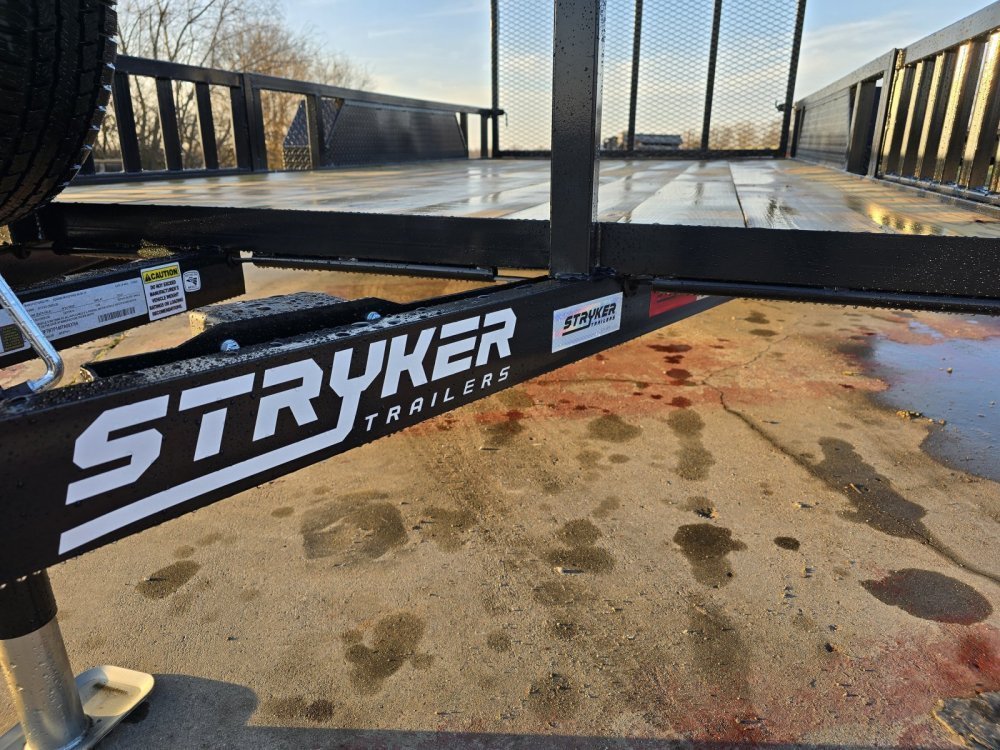 14' Utility Trailer (2) 3.5K Axles, 77" Wide, Side Ramps and 4' Gate 004071 - Stryker Dealership Group