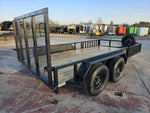 14' Utility Trailer (2) 3.5K Axles, 77" Wide, Side Ramps and 4' Gate 004071 - Stryker Dealership Group