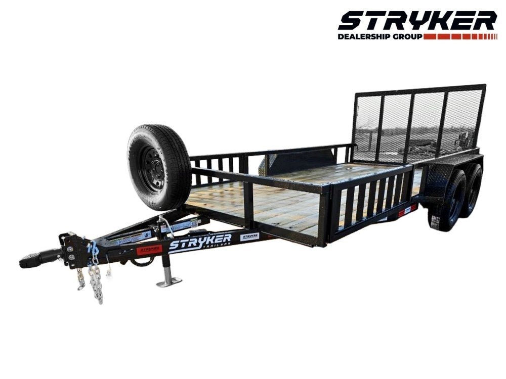 14' Utility Trailer (2) 3.5K Axles, 77" Wide, Side Ramps and 4' Gate 4071 - Stryker Dealership Group