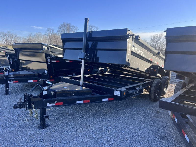 14' x 83" Iron Bull DTB Bumper Pull Dump Trailer 24" Side Walls - (2) 7,000 lb Axles, Telescopic 108275 - Stryker Dealership Group