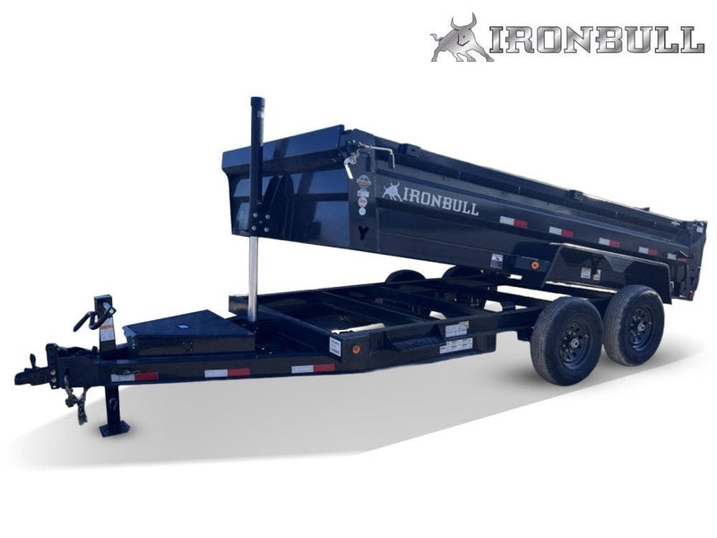 14' x 83" Iron Bull DTB Bumper Pull Dump Trailer 24" Side Walls - (2) 7,000 lb Axles, Telescopic 110018 - Stryker Dealership Group
