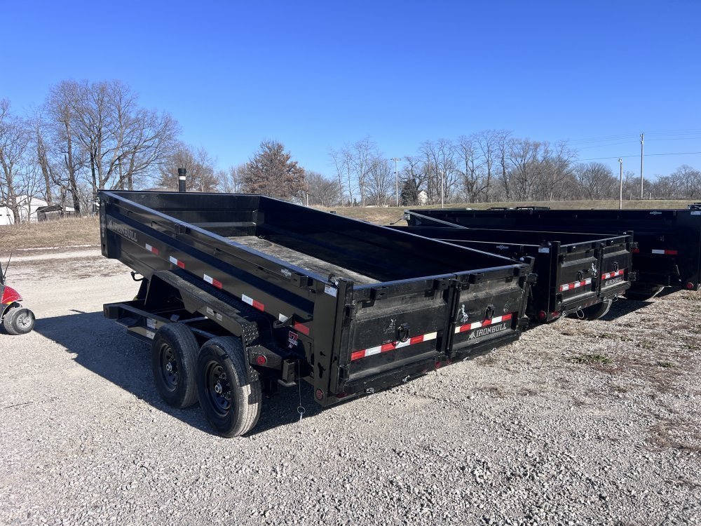 14' x 83" Iron Bull DTB Bumper Pull Dump Trailer 24" Side Walls - (2) 7,000 lb Axles, Telescopic 110018 - Stryker Dealership Group