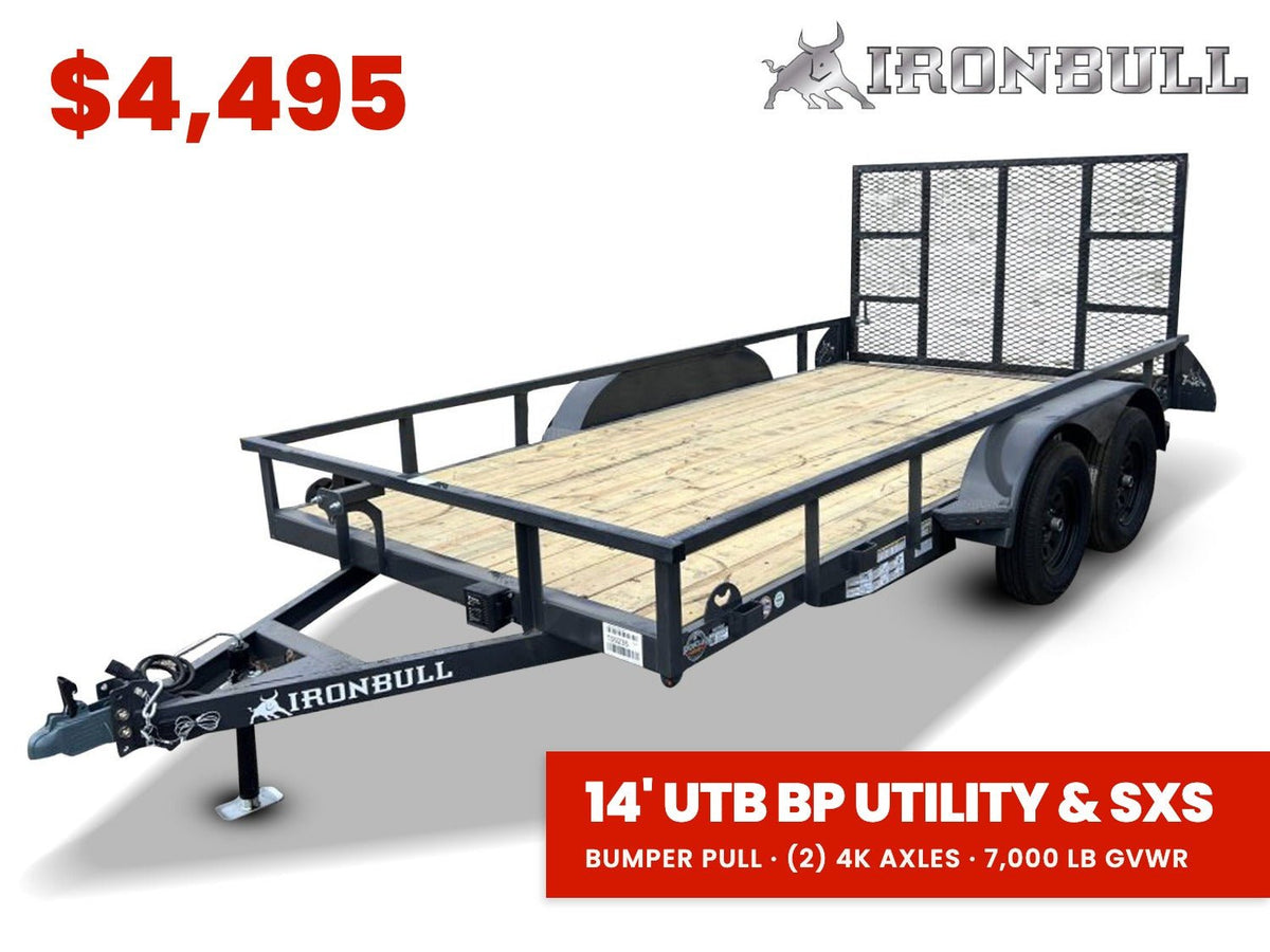 14' x 83" Iron Bull UTB Bumper Pull Utility Trailer - (2) 3,500 lb Axles 112464 - Stryker Dealership Group