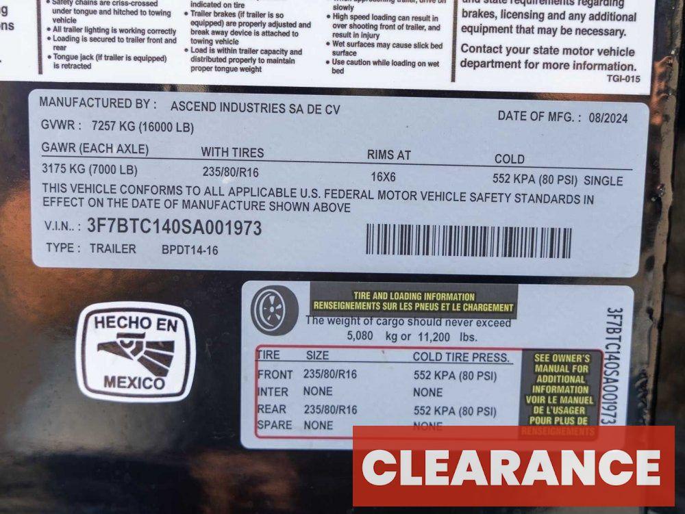 14' BP Dump Trailer (2) 8k Axles 2' Walls 14 Ply Tires - Dump Trailers - Stryker Dealership Group