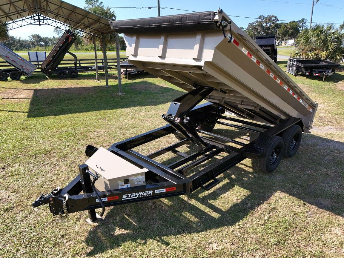 14' EDT Dump Trailer 20" Side Walls - 10 ga Floor - 521 Scissor Lift - 3 Way Gate 002109 - Dump Trailers - Stryker Dealership Group