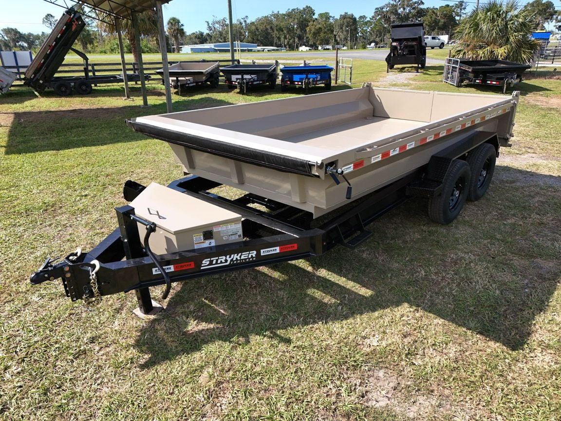 14' EDT Dump Trailer 20" Side Walls - 10 ga Floor - 521 Scissor Lift - 3 Way Gate 002109 - Dump Trailers - Stryker Dealership Group