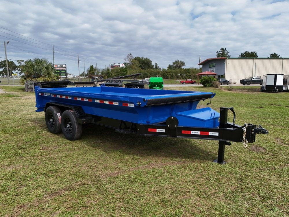 14' EDT Dump Trailer 20" Side Walls - 10 ga Floor - 521 Scissor Lift - 3 Way Gate 002110 - Dump Trailers - Stryker Dealership Group