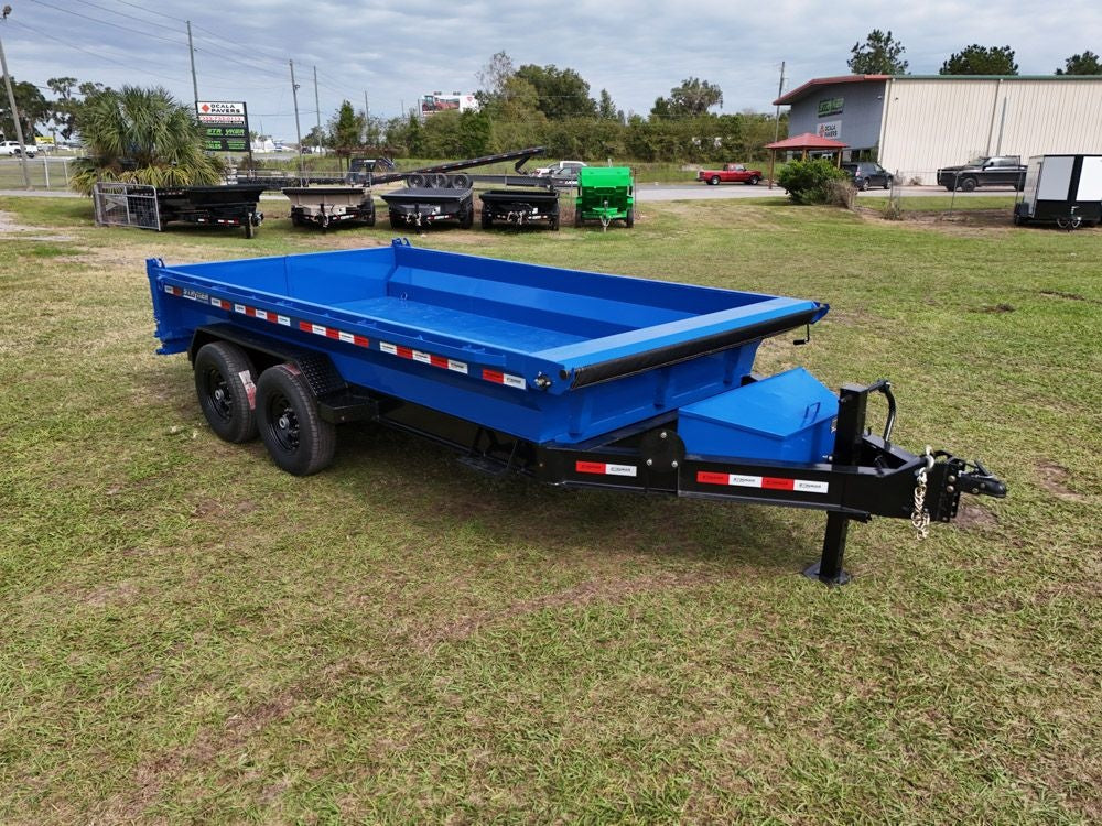 14' EDT Dump Trailer 20" Side Walls - 10 ga Floor - 521 Scissor Lift - 3 Way Gate 002110 - Dump Trailers - Stryker Dealership Group