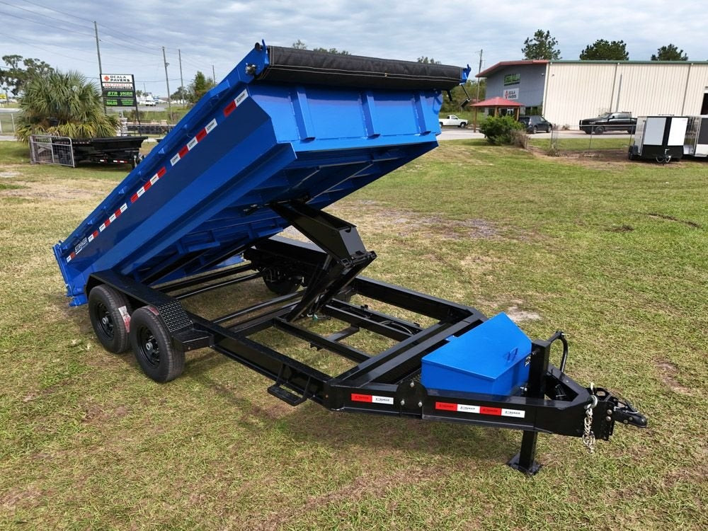 14' EDT Dump Trailer 20" Side Walls - 10 ga Floor - 521 Scissor Lift - 3 Way Gate - Dump Trailers - Stryker Dealership Group