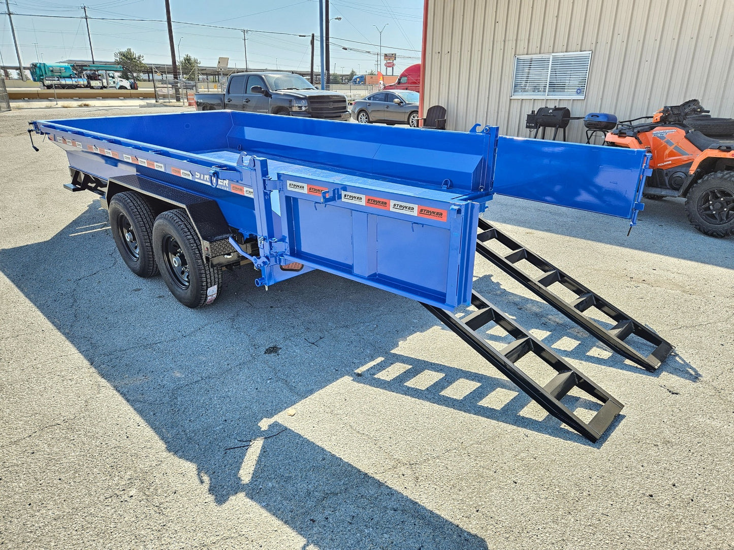 14' EDT Dumpt Trailer 20" Side Walls - 10 ga Floor - 521 Scissor Lift - 3 Way Gate INV-3081 - Dump Trailers - Stryker Dealership Group