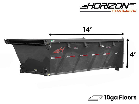 14' EDZ Roll Off Bin 4' Wall + Tarp - Ash Gray - #EDZ0007137 - 14x4 Bin/Roll Off Bin - Stryker Dealership Group
