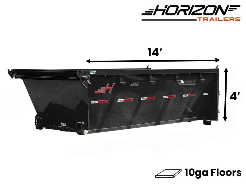 14' EDZ Roll Off Bin 4' Wall + Tarp - Black - #EDZ0007124 - 14x4 Bin/Roll Off Bin - Stryker Dealership Group