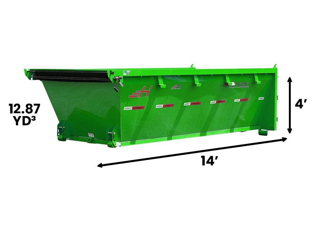 14' EDZ Roll Off Bin 4' Wall + Tarp - Lime Green - #EDZ0007139 - 14x4 Bin/Roll Off Bin - Stryker Dealership Group