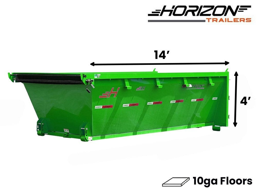 14' EDZ Roll Off Bin 4' Wall + Tarp - Lime Green - #EDZ0007140 - Roll Off Bin/RO 14x4 Bin - Stryker Dealership Group