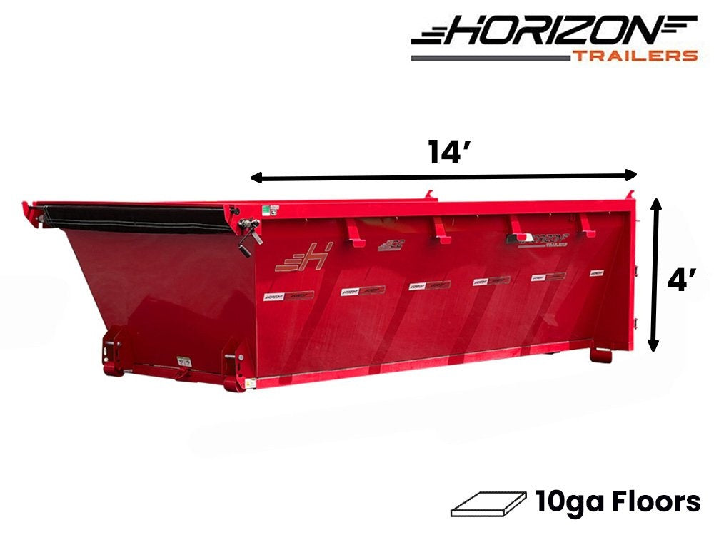 14' EDZ Roll Off Bin 4' Wall + Tarp - Red - #EDZ0007134 - 14x4 Bin/Roll Off Bin - Stryker Dealership Group