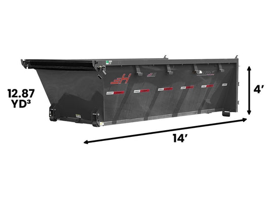 14' EDZ Roll Off Bin 4' Walls - Gray  - Roll Off Bins - Stryker Dealership Group