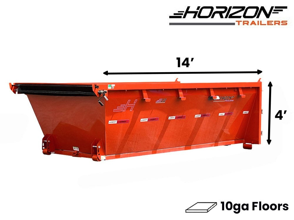 14' EDZ Roll Off Bin 4' Walls - Orange - #EDZ0006956 - 14x4 Bin/Roll Off Bin - Stryker Dealership Group