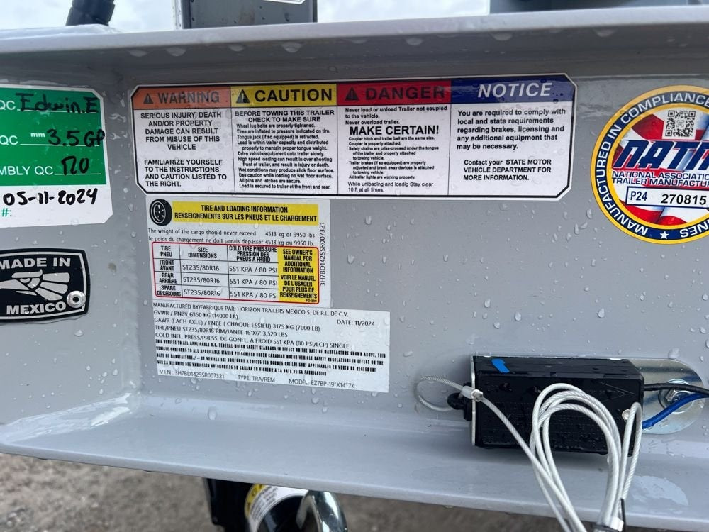 14' EZ7 Dump Trailer 19" Sides 7K Axles 14K GVWR 3-way Door Slide In Ramps - Dump Trailers - Stryker Dealership Group