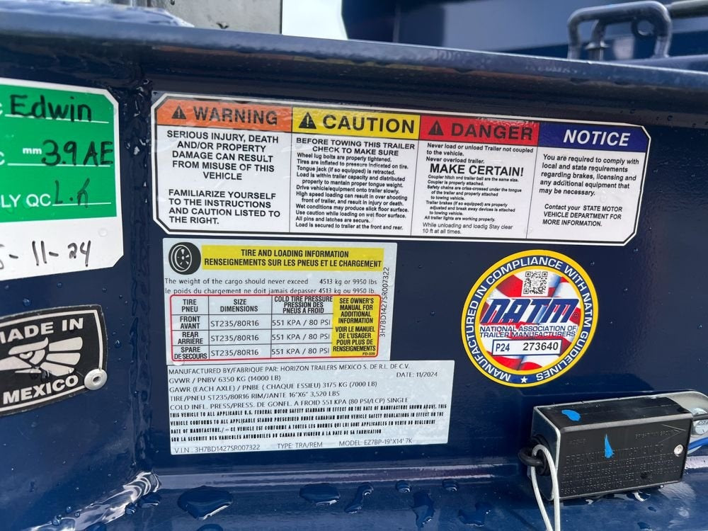 14' EZ7 Dump Trailer 19" Sides 7K Axles 14K GVWR 3-way Door Slide In Ramps - Dump Trailers - Stryker Dealership Group