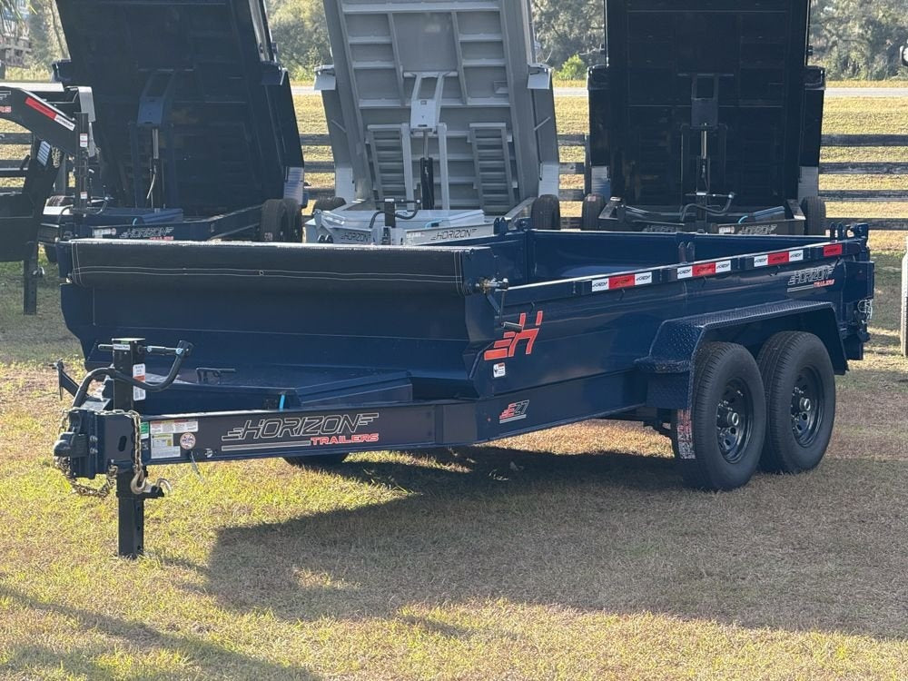 14' EZ7 Dump Trailer 19" Sides 7K Axles 14K GVWR 3-way Door Slide In Ramps - Dump Trailers - Stryker Dealership Group