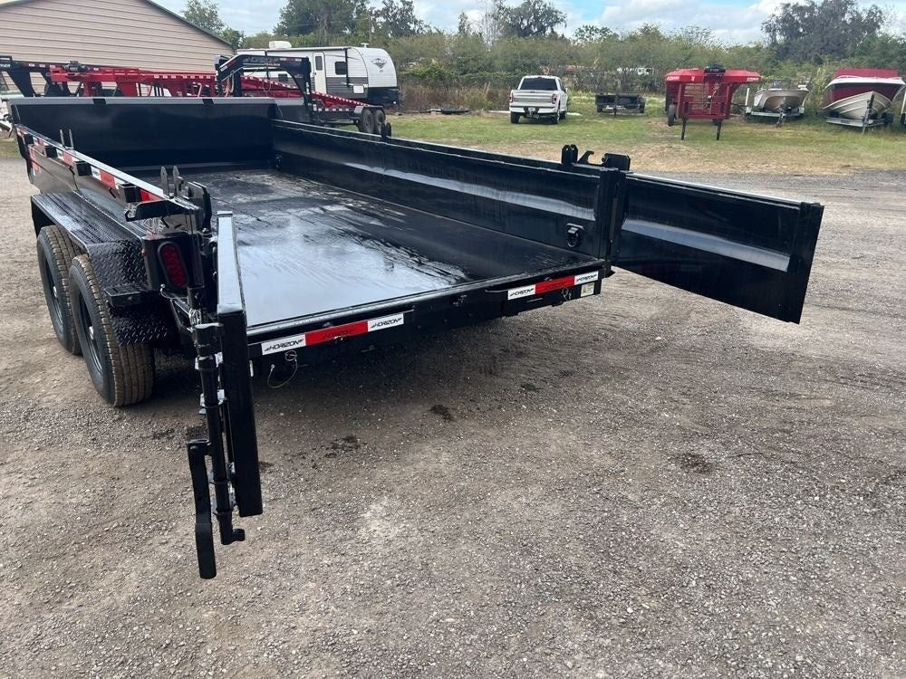 14' EZ7 Dump Trailer 19" Sides 7K Axles 14K GVWR 3-way Door Slide In Ramps - Dump Trailers - Stryker Dealership Group