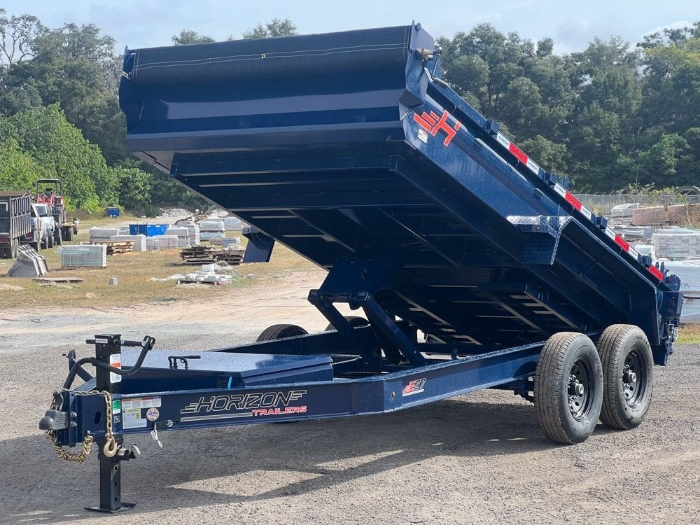14' EZ7 Dump Trailer 19" Sides 7K Axles 14K GVWR 3-way Door Slide In Ramps - Dump Trailers - Stryker Dealership Group