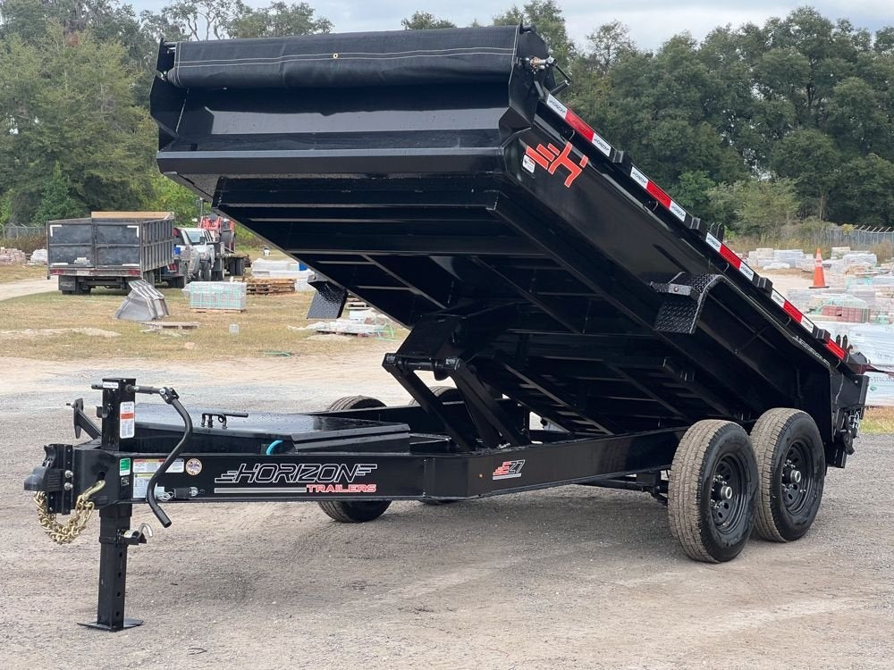14' EZ7 Dump Trailer 19" Sides 7K Axles 14K GVWR 3-way Door Slide In Ramps - Dump Trailers - Stryker Dealership Group