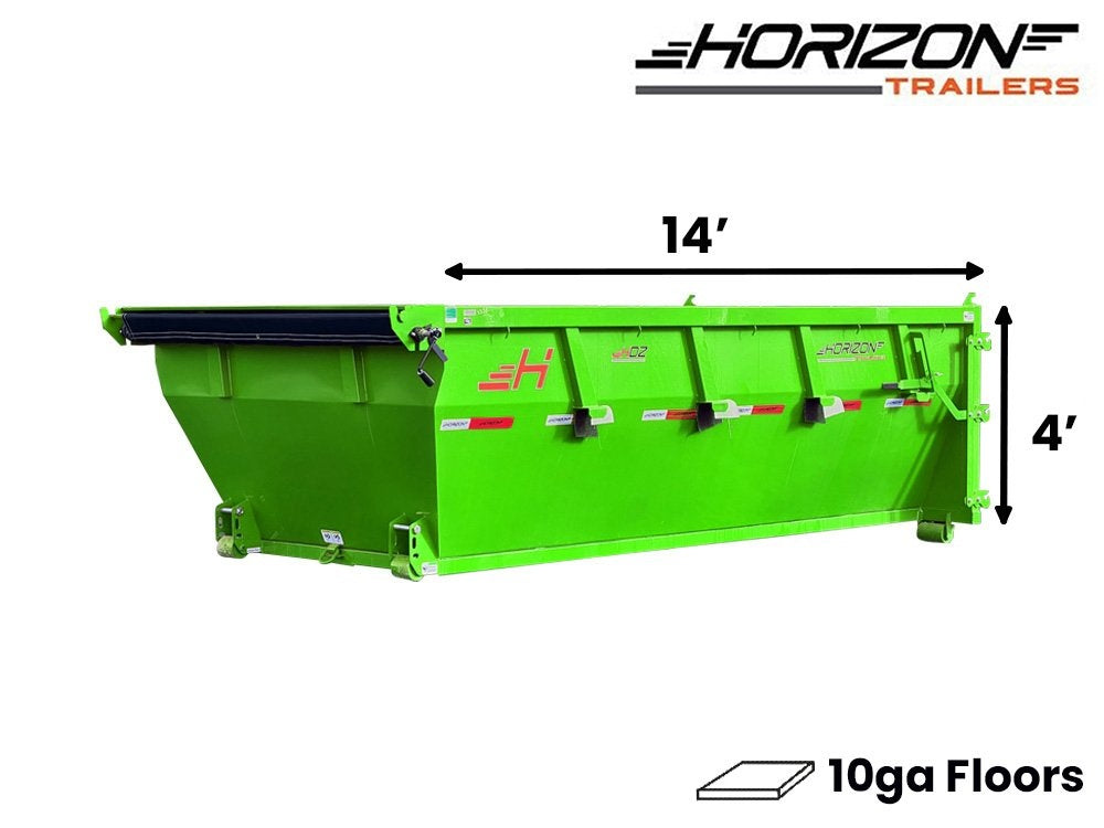 14' HDZ Roll Off Bin 4' Wall + Tarp - 14x4 Bin/Roll Off Bin - Stryker Dealership Group