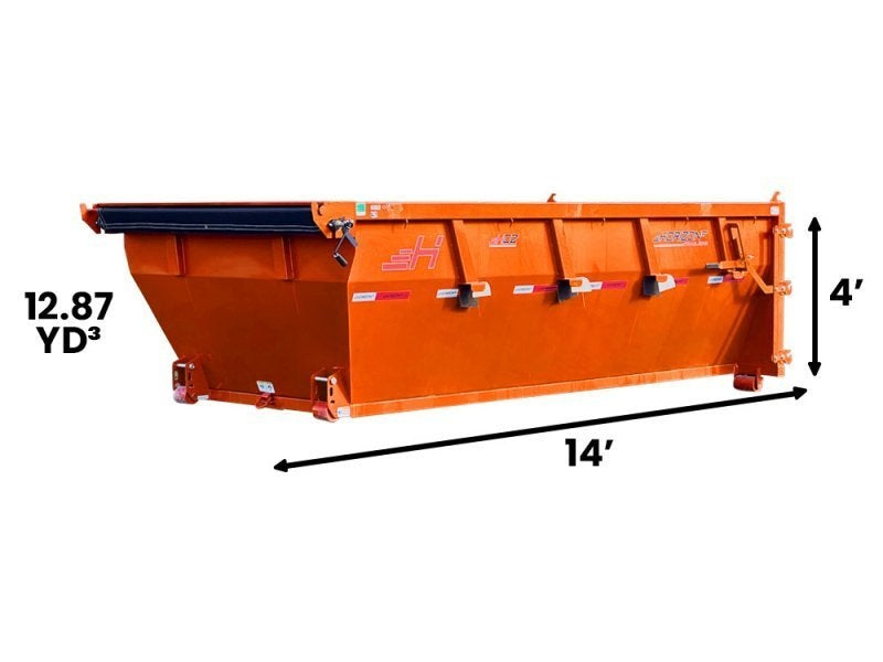 14' HDZ Roll Off Bin 4' Walls - Orange - #HDZ0006363 - 14x4 Bin/Roll Off Bin - Stryker Dealership Group