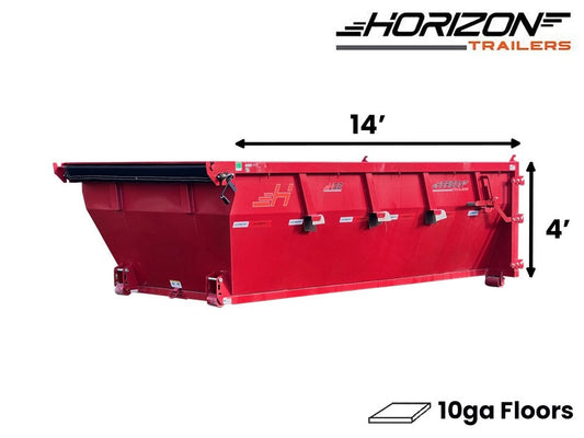 14' HDZ Roll Off Bin 4' Walls - Red - #HDZ0006372 - 14x4 Bin/Roll Off Bin - Stryker Dealership Group
