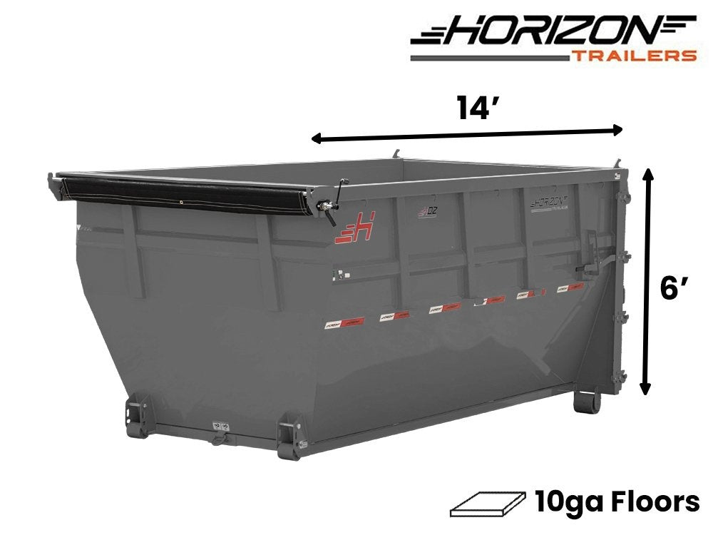 14' HDZ Roll Off Bin 6' Wall + Tarp - 14x6 Bin/Roll Off Bin - Stryker Dealership Group