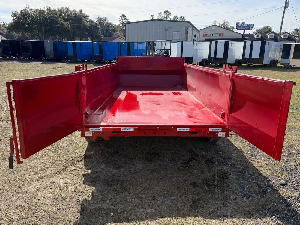 14' LZ7 Dump Trailer 30" Walls - Scissor Lift - 14K GWVR - 14ply Tires - 3 Way Door - Ramps - Dump Trailers - Stryker Dealership Group