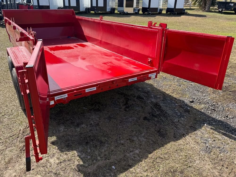 14' LZ7 Dump Trailer 30" Walls - Scissor Lift - 14K GWVR - 14ply Tires - 3 Way Door - Ramps - Dump Trailers - Stryker Dealership Group