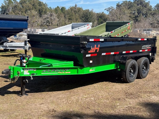 14' LZ7 Dump Trailer 30" Walls - Scissor Lift - 14K GWVR - 14ply Tires - 3 Way Door - Ramps - Dump Trailers - Stryker Dealership Group