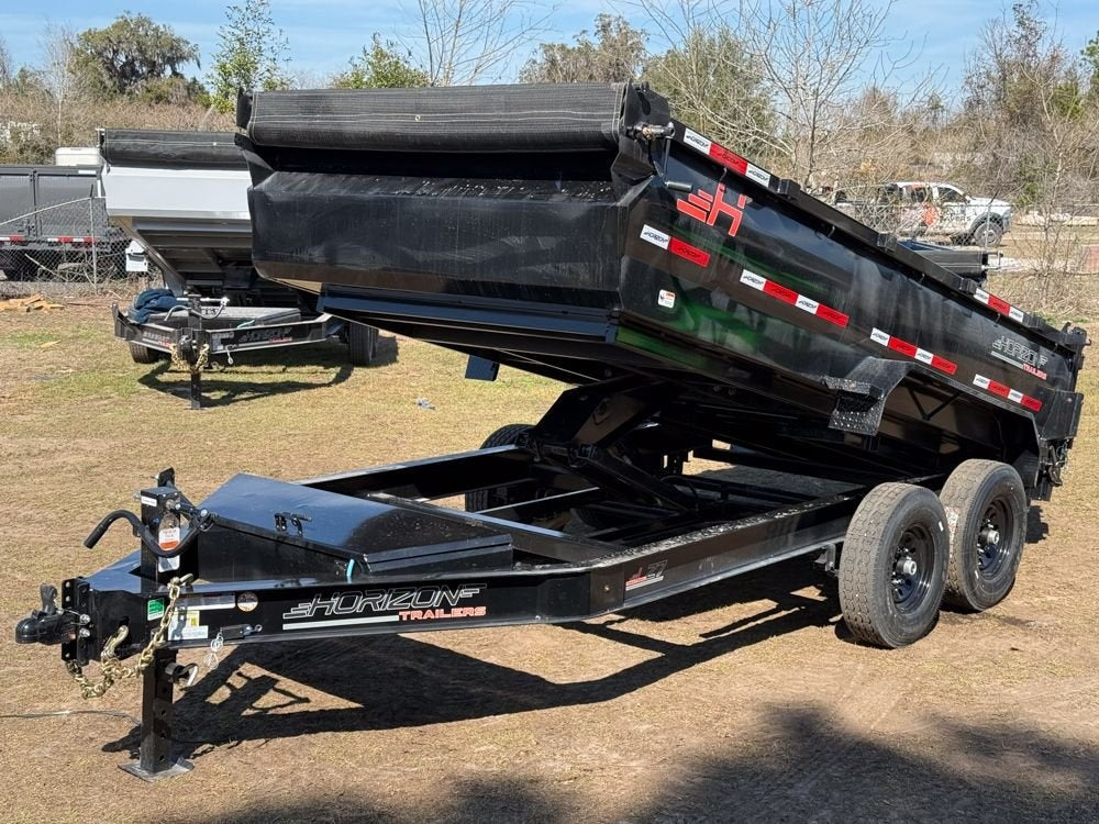 14' LZ7 Dump Trailer 30" Walls - Scissor Lift - 14K GWVR - 14ply Tires - 3 Way Door - Ramps - Dump Trailers - Stryker Dealership Group