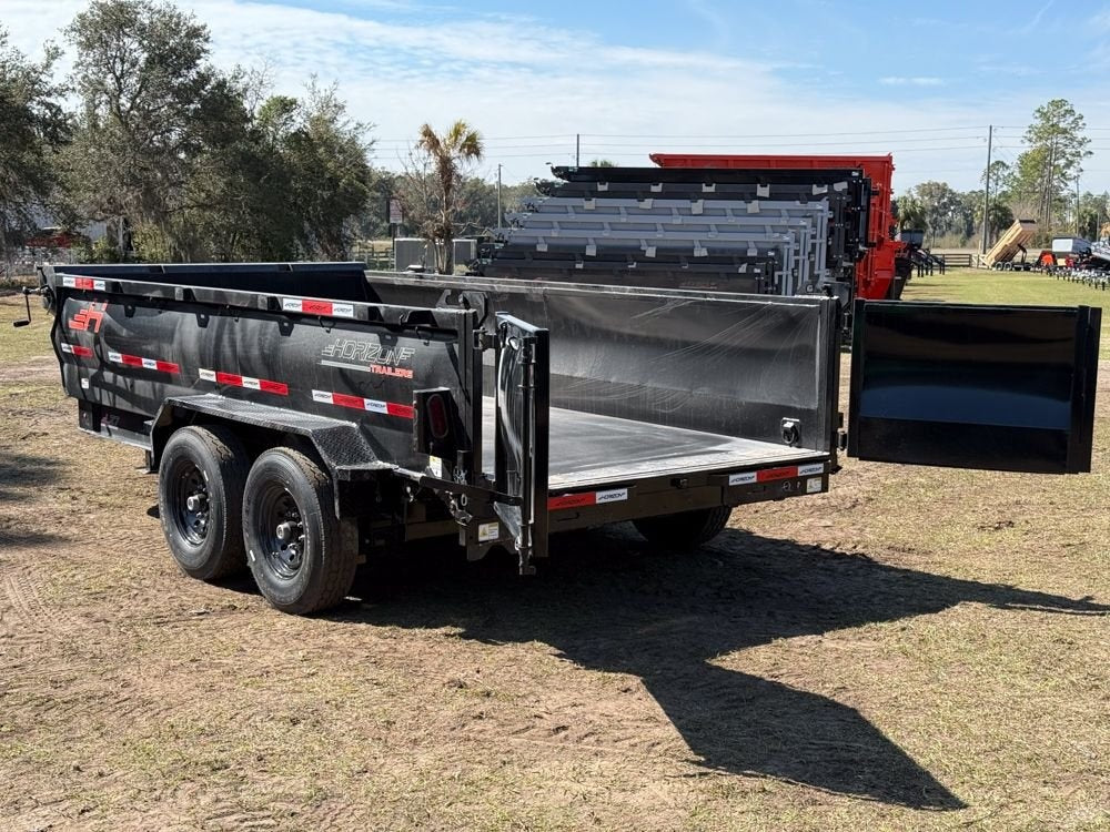 14' LZ7 Dump Trailer 30" Walls - Scissor Lift - 14K GWVR - 14ply Tires - 3 Way Door - Ramps - Dump Trailers - Stryker Dealership Group