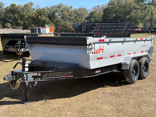 14' LZ7 Dump Trailer 30" Walls - Scissor Lift - 14K GWVR - 14ply Tires - 3 Way Door - Ramps - Dump Trailers - Stryker Dealership Group