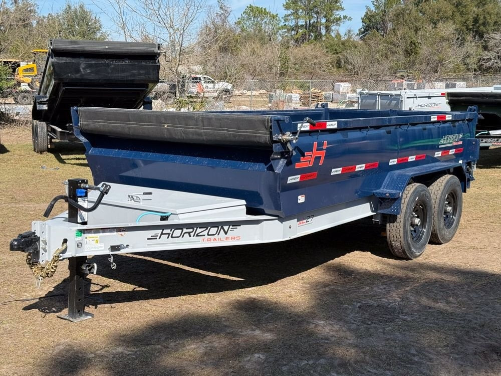 14' LZ7 Dump Trailer 30" Walls - Scissor Lift - 14K GWVR - 14ply Tires - 3 Way Door - Ramps - Dump Trailers - Stryker Dealership Group