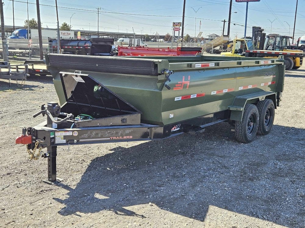 14' LZ7 Dump Trailer 36" Walls - Scissor Lift - 14K GWVR - 14ply Tires - 3 Way Door - Ramps - Dump Trailers - Stryker Dealership Group