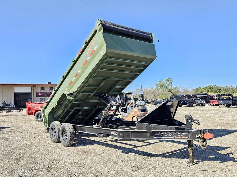 14' LZ7 Dump Trailer 36" Walls - Scissor Lift - 14K GWVR - 14ply Tires - 3 Way Door - Ramps - Dump Trailers - Stryker Dealership Group