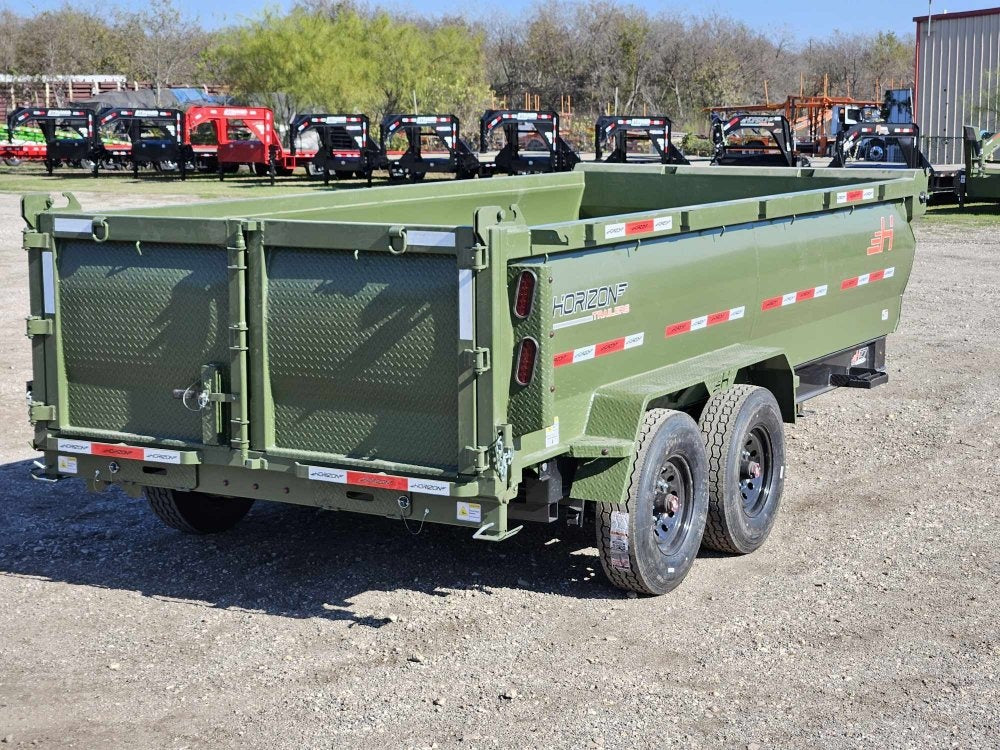 14' LZ7 Dump Trailer 36" Walls - Scissor Lift - 14K GWVR - 14ply Tires - 3 Way Door - Ramps - Dump Trailers - Stryker Dealership Group